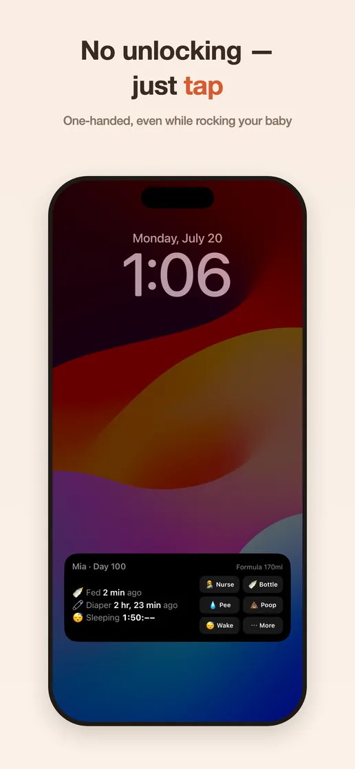 Logging care directly from the Lock Screen