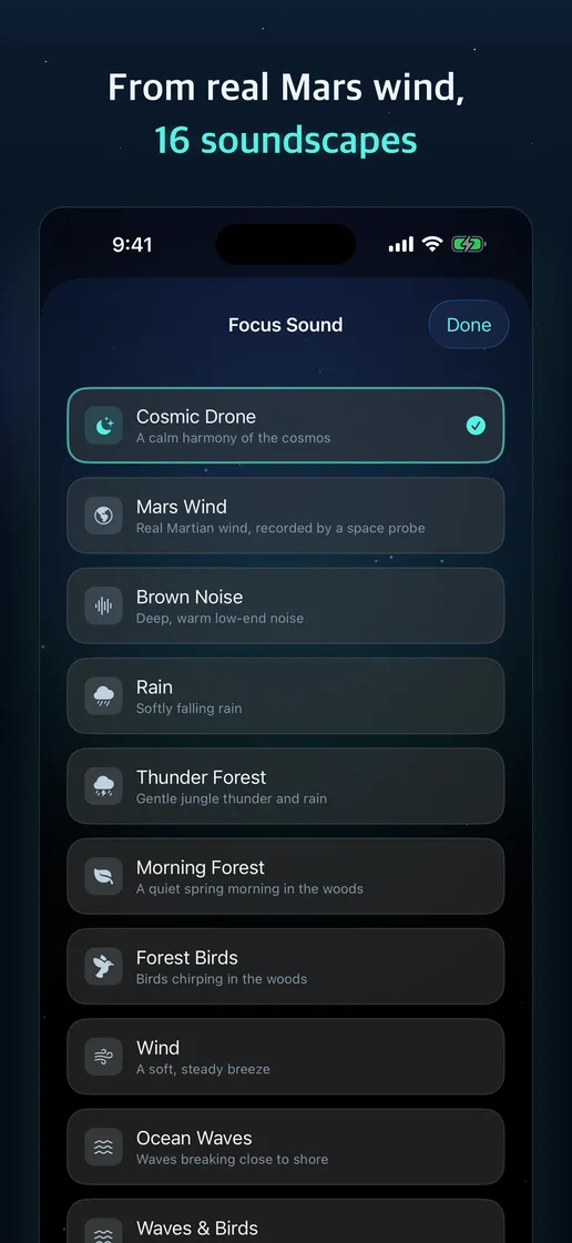 Focus sound selection