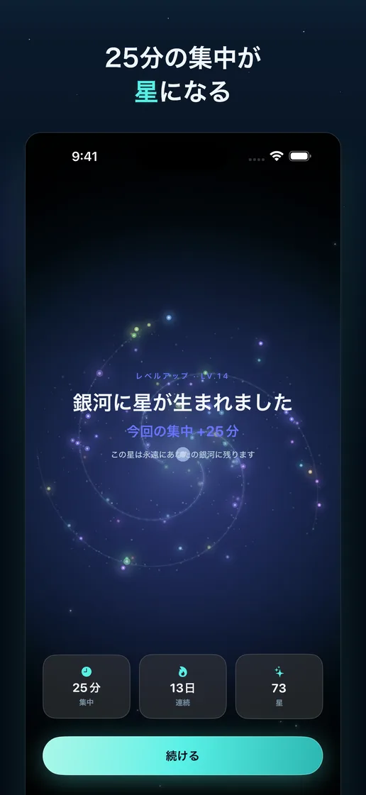 集中完了画面